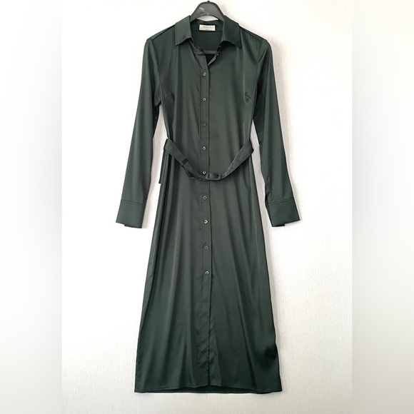 Aritzia Babaton Amory Satin Belted Shirt Dress - Picture 3 of 10